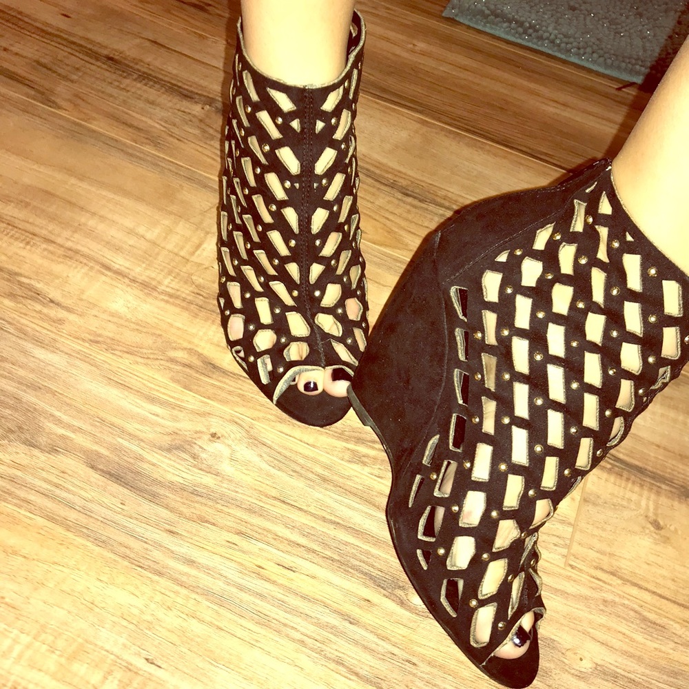 Black studded booties